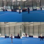 Montage de 4 photos des jeunes en initiation padel